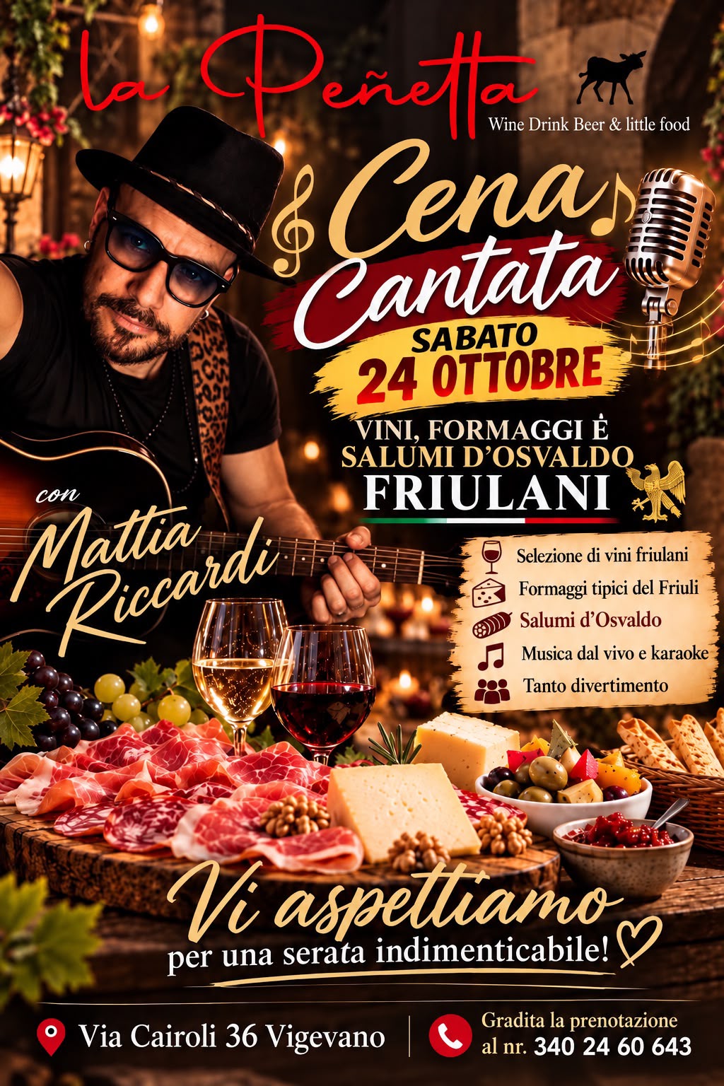 24 ottobre cena cantata con Mattia Riccardi